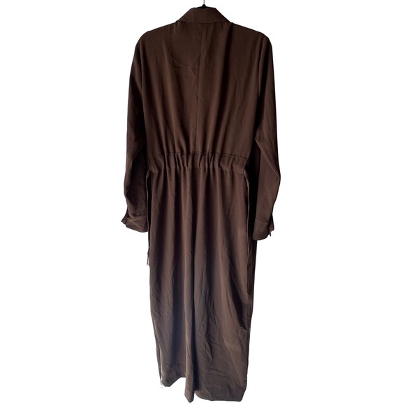 Zara Woman Olive Green Jumpsuit Utility Style Silver Zip Long‎ Sleeve Pockets - Picture 8 of 10